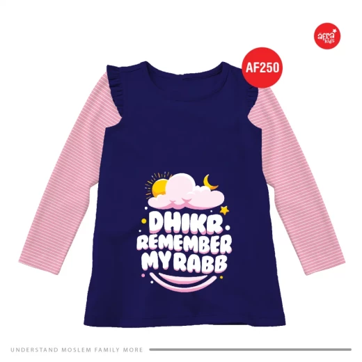 Tunik Kaos Anak Afrakids, Dhikr Remember MyRabb Lengan Panjang - AF250